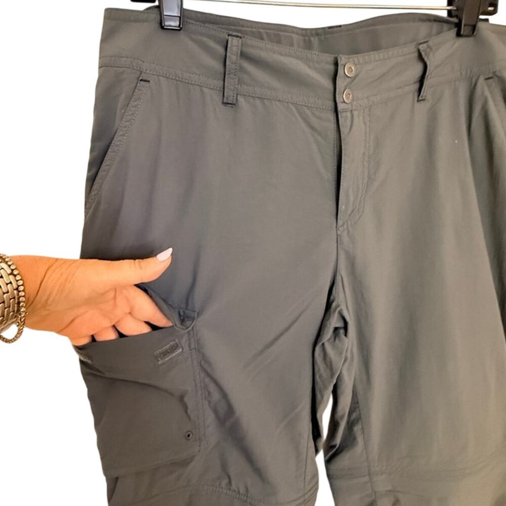 Columbia Dark Gray Cargo Nylon Mid Rise Hiking Zip Off Pants Shorts Women Sz 10 - Picture 10 of 14